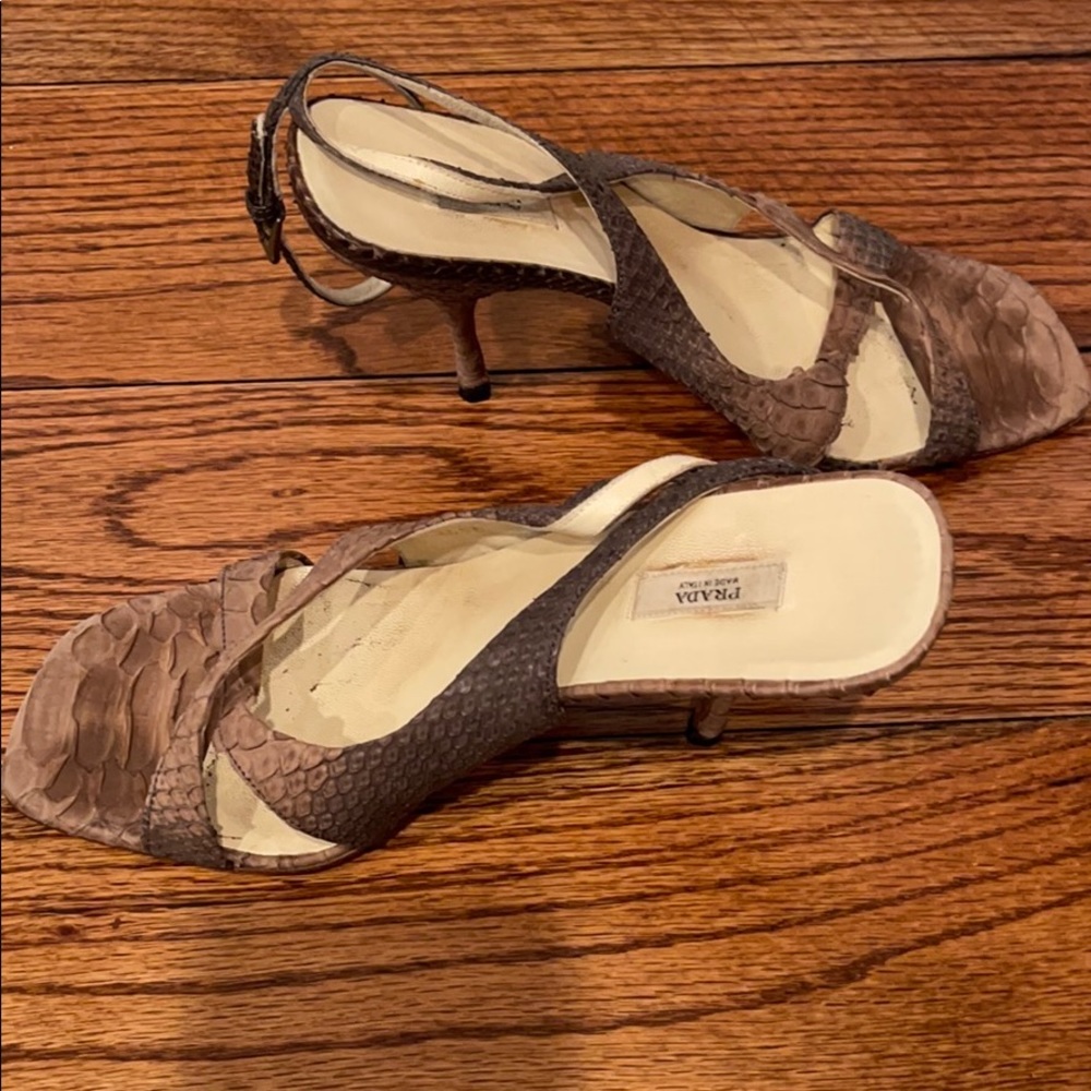 Prada Women’s Snakeskin Strappy Heels, size 38